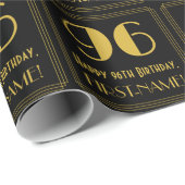 96th Birthday ~ Art Deco Geïnspireerde look "96",  Cadeaupapier (Rol Hoek)