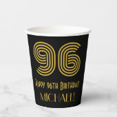 96th Birthday: Art Deco Inspired Look “96” & Name Papieren Bekers (Voorkant)