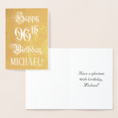 96th Birthday: Elegant, Ornate Script; Custom Name Folie Kaarten (Display)