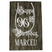 96th Birthday: Fancy, Faux Wood Look + Custom Name Medium Cadeauzakje (Voorkant)