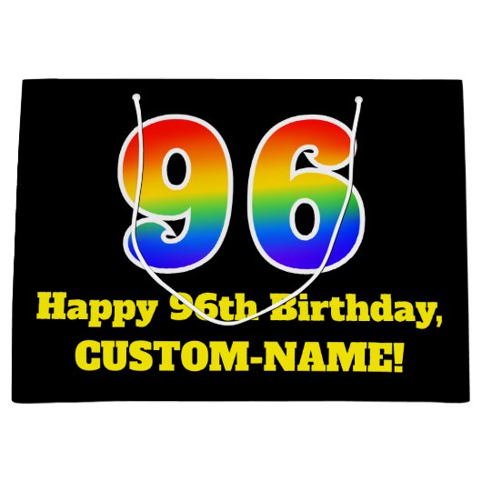 96th Birthday ~ Fun, kleurrijk, levendig, regenboo Groot Cadeauzakje (Voorkant)