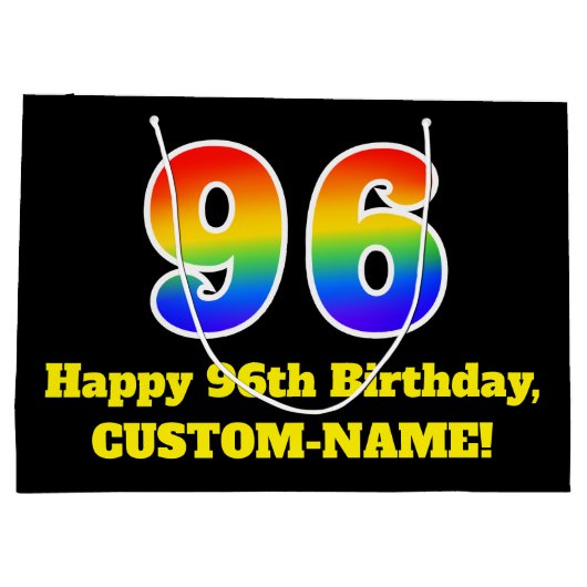 96th Birthday ~ Fun, kleurrijk, levendig, regenboo Groot Cadeauzakje (Achterkant)