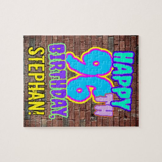 96th Birthday ~ Fun, Urban Graffiti geïnspireerd l Legpuzzel (Horizontaal)