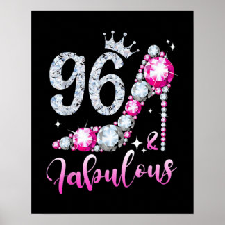 96th Birthday High Hiel Shoes Crown Diamond Poster