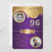 96th, Birthday Man 96th, elegant art deco, paars Kaart (Voorkant)