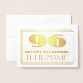 96th Birthday; naam + Art Deco Geïnspireerde look  Folie Kaarten (Voorkant met envelop)