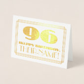 96th Birthday; naam + Art Deco Geïnspireerde look  Folie Kaarten (Voorkant)