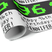 96th Birthday - Nerdy / Geeky Style "96" en naam Cadeaupapier (Rol Hoek)