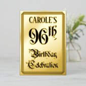 96th Birthday Party — Elegant Script + aangepaste Folie Uitnodiging (Staand Voorkant)