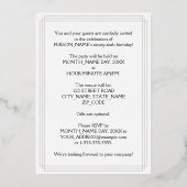 96th Birthday Party — Fancy script & aangepaste na Folie Uitnodiging (Achterkant)