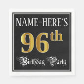 96th Birthday Party — Fancy script, Faux Gold look Servet (Voorkant)