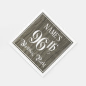 96th Birthday Party — Fancy script, Faux Wood Kijk Servet (Hoek)