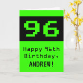 96th Verjaardag: Nerdy / Geeky Stijl "96" en Naam Kaart (Gele Bloem)