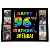 96th Verjaardag: Regenboogtekst, Aangepaste foto's Groot Cadeauzakje (Voorkant)