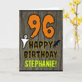 96th Verjaardag: Spooky Halloween Thema, aangepast Kaart (Gele Bloem)