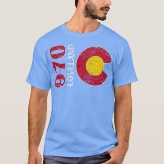 970 Loveland Colorado Map Retro Fade T-shirt