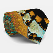 972 Oranje/Turquoise Fractal Stropdas (Opgerold)