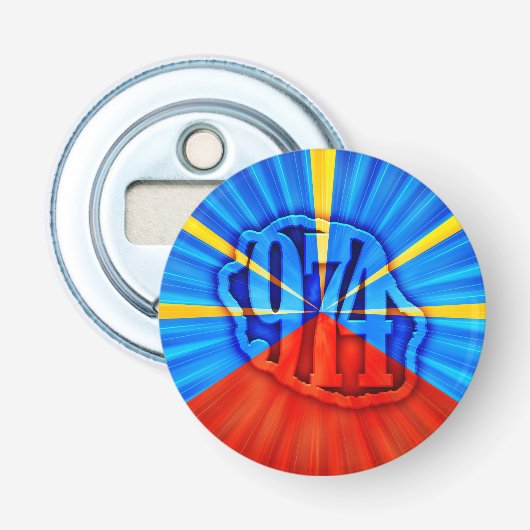 974 Ile de la Réunion - Vlag van Réunion Button Flesopener (Voorkant)