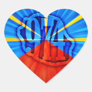 974 Ile de la Réunion - Vlag van Réunion Hart Sticker