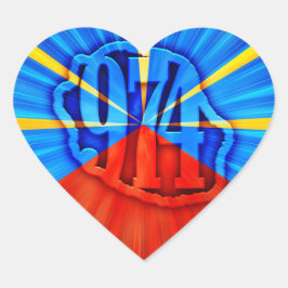 974 Ile de la Réunion - Vlag van Réunion Hart Sticker