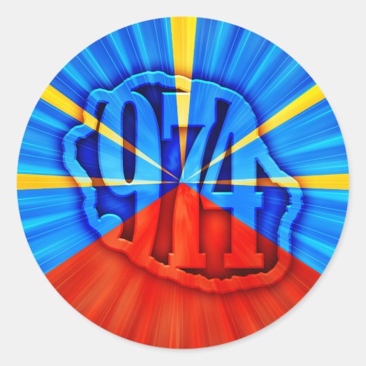 974 Ile de la Réunion - Vlag van Réunion Ronde Sticker (Voorkant)