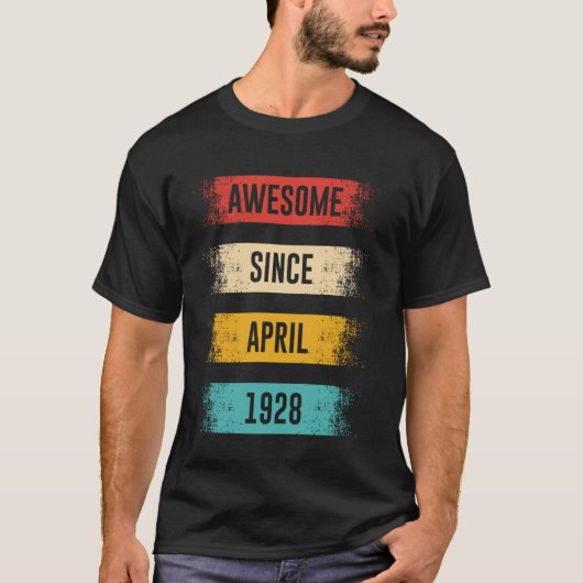 97 Years Old Awesome Since April 1928 97th Birthda T-shirt (Voorkant)