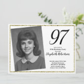 97e Aangepaste foto wit en goud Kaart (Staand voorkant)