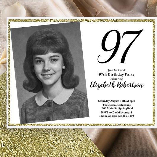 97e Aangepaste foto wit en goud Kaart