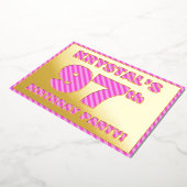 97e Birthday Party — Bloed, vuurtje, roze strips # Folie Uitnodiging (Gedraaid)