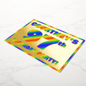 97e Birthday Party - Fun, regenboogspectrum "97" Folie Uitnodiging (Gedraaid)