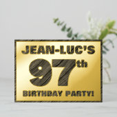 97e Birthday Party — Vette, Faux Hood Grain Text Folie Uitnodiging (Staand Voorkant)