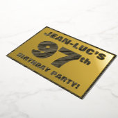 97e Birthday Party — Vette, Faux Hood Grain Text Folie Uitnodiging (Gedraaid)