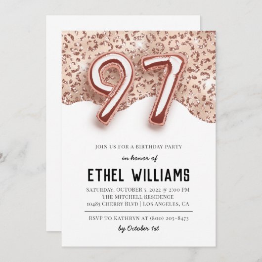 97e uitnodiging van de Birthday Party (Voorkant / Achterkant)