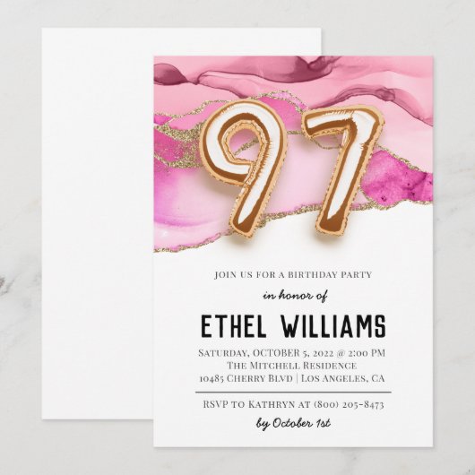 97e uitnodiging van de Birthday Party (Voorkant / Achterkant)