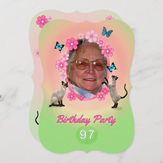 97e uitnodiging van de Birthday Party (Voorkant / Achterkant)