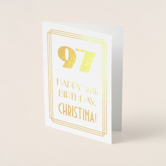 97e verjaardag: Art Deco Geïnspireerde look "97" e Folie Kaarten (Voorkant)
