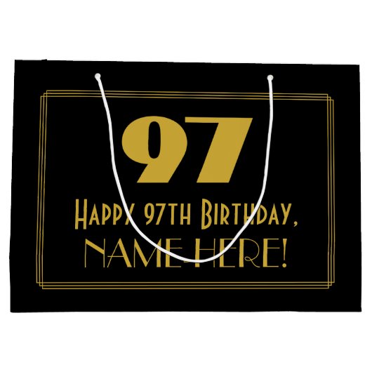 97e verjaardag — Art Deco Geïnspireerde look "97"  Groot Cadeauzakje (Achterkant)
