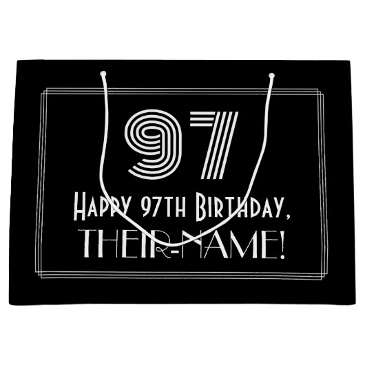 97e verjaardag — Art Deco Geïnspireerde look "97"  Groot Cadeauzakje (Voorkant)