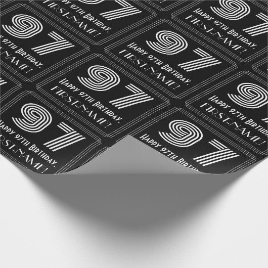 97e verjaardag: Art Deco Geïnspireerde look "97" m Cadeaupapier (Hoek)