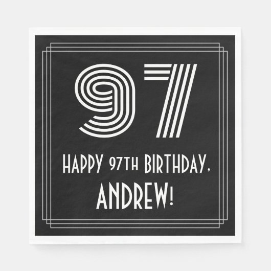 97e verjaardag: Art Deco Geïnspireerde look "97" + Servet (Voorkant)