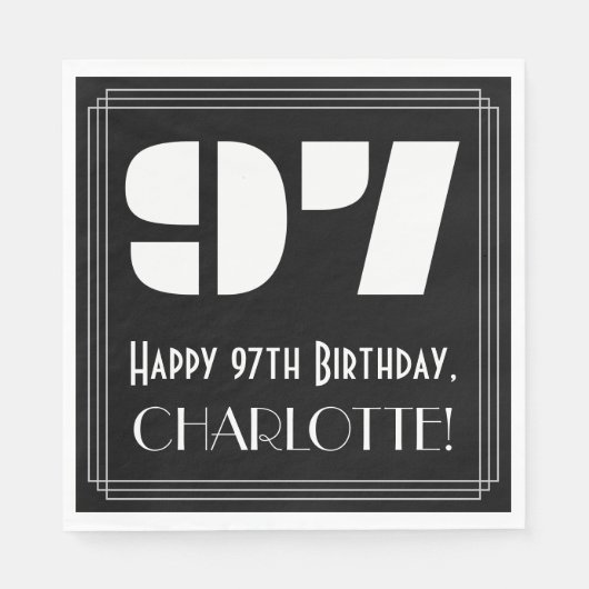 97e verjaardag: Art Deco Geïnspireerde look "97" + Servet (Voorkant)