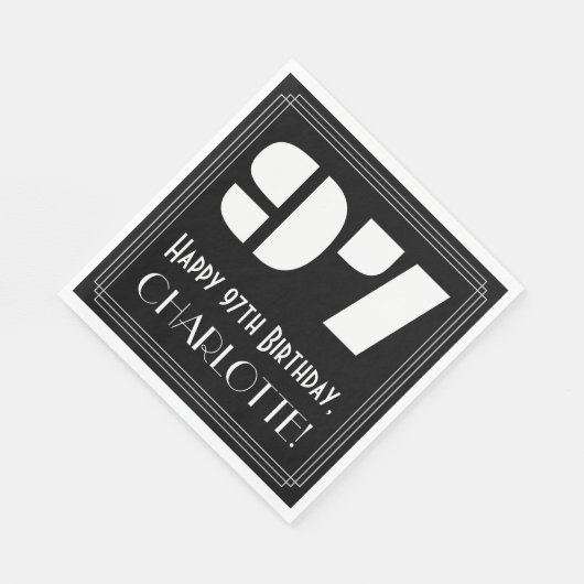 97e verjaardag: Art Deco Geïnspireerde look "97" + Servet (Hoek)