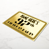 97e verjaardag: Art Deco Kijk "97" en naam Folie Uitnodiging (Gedraaid)