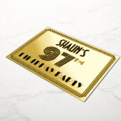 97e verjaardag — Art Deco Style "97" en naam Folie Uitnodiging (Gedraaid)