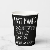 97e verjaardag: Art Deco Style + aangepaste naam Papieren Bekers (Achterkant)