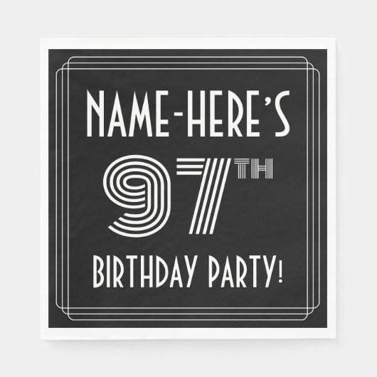 97e verjaardag: Art Deco Style + aangepaste naam Servet (Voorkant)