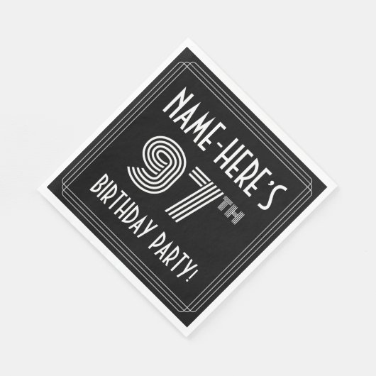 97e verjaardag: Art Deco Style + aangepaste naam Servet (Hoek)