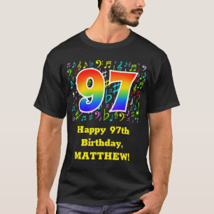 97e verjaardag: Colorful Music Symbols, Rainbow 97 T-shirt