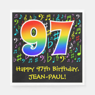 97e verjaardag - Colorful Music Symbols, Rainbow 9 Servet