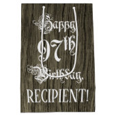 97e verjaardag: Fancy, Faux Wood Kijk + Aangepaste Medium Cadeauzakje (Achterkant)